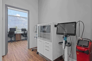 Interior of Villanova Dental Studio\'s dental office with office equipment in Stittsville, ON